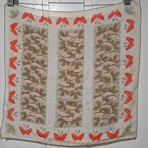 Vintage Tammis Keefe Butterflies. Fronds and Pods Linen Handkerchief